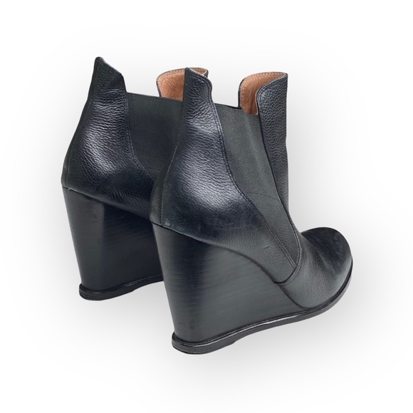 Corso Como  Edgy Biker Wedge Heel Platform Leather Boots Booties  Black 9.5M  - Picture 4 of 16